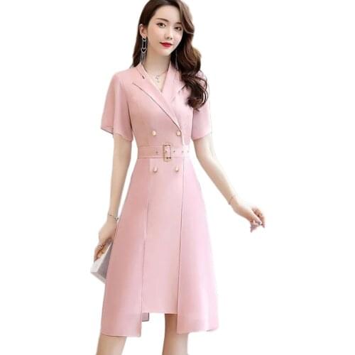 2021 New Women Suit Collar Dress Summer Long Casual Pullover Dresses Womens Plus Size Short Sleeve Dresses Vestido De Mujer 3XL