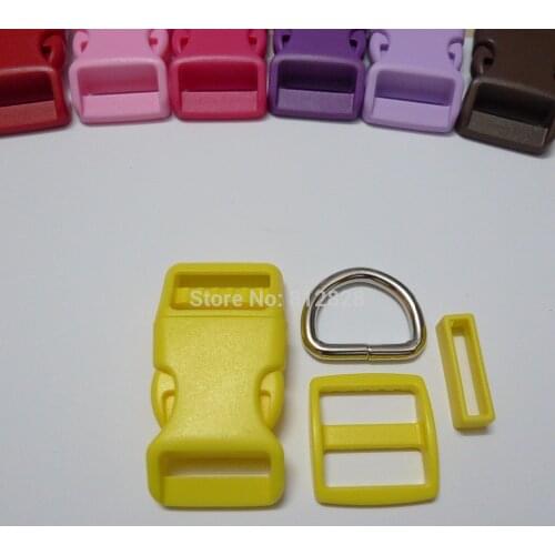 25 Sets 1'' 25mm#16 YELLOW COLOR Dog Collar Hardware Curved Side Release Buckle Set