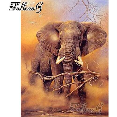 FULLCANG Diy 5d diamond mosaic elephant diamond painting full square round drill diamond embroidery animal home decor FC2159