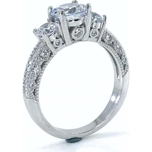 Diamond Model Tria Three Stone Silver Ring