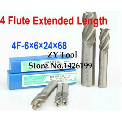 Free shipping 5pcs 6.0mm 4 Flute HSS & Extended Aluminium End Mill Cutter CNC Bit Milling Machinery tools Cutting tools