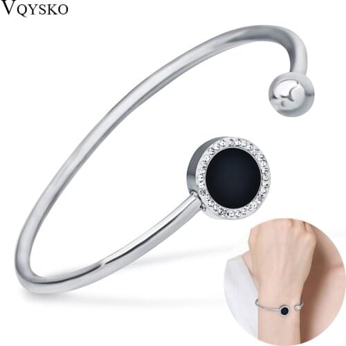 316L Stainless Steel Bracelet With Round Crystal Buckle Bracelets bangles for women party gifts Cuff Jeweley Design