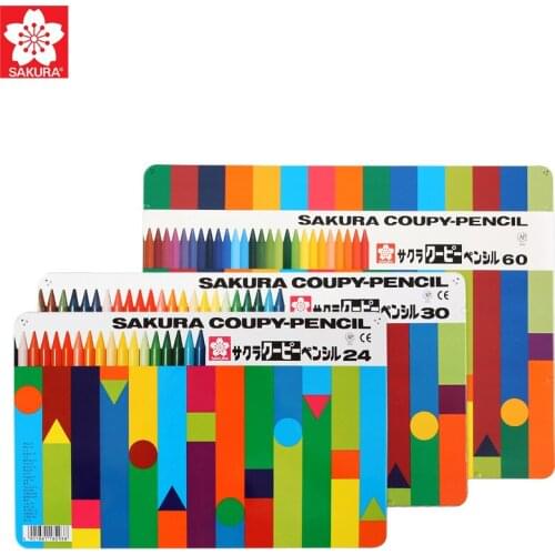 Sakura FY-18 Colorful Plastic Crayon with Tin box packing set Art School Supplies for Children Paint Brush