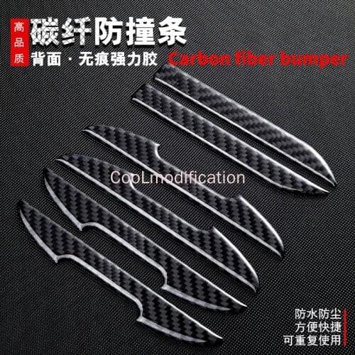 Car Door Carbon fiber Anti-collision Protector Bar Stickers Side Edge Protection Guards Rear View Mirror Cover Protection Strip