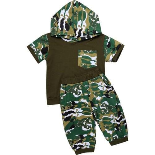 Children Boys Clothing Sets Summer Short Sleeves Hooded Tops And Cropped Pants Kids Clothes 2Pcs Boys Casual Tracksuit Outfits