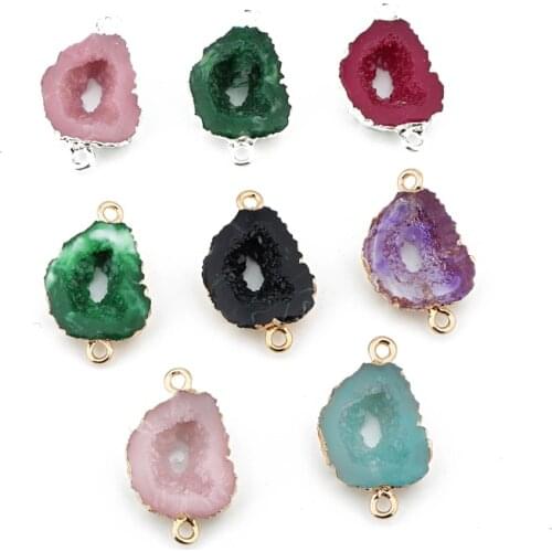 2pcs Irregular Resin Stone Bracelet Connector Jewelry Findings Diy Pendant Charms Make Necklace Ear Drops Hollow Accessory AC321
