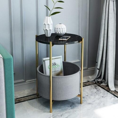 Round Table Iron Marble Nordic Modern Tea Table Living Room Sofa Bedroom Table Stainless Steel Corner Side Phone Book Stand
