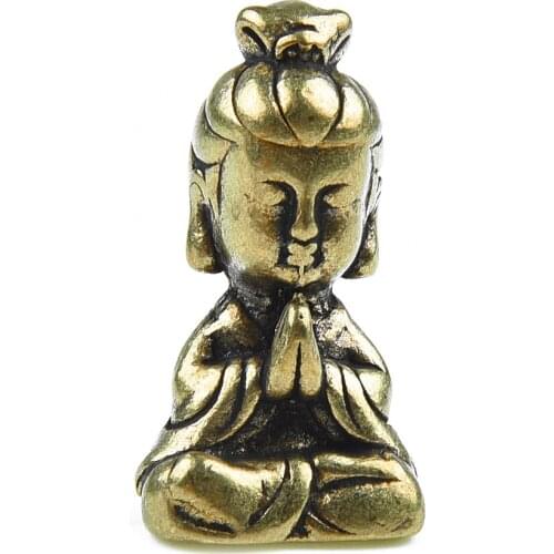 Brass Buddha figurine Miniature Statue Home Indoor Household Decoration