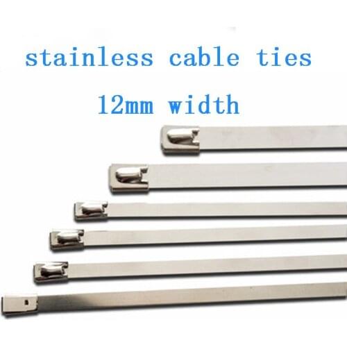 5pcs 12.0mm stainless steel metal cable ties ball lock self-lock tie zip wrap heat straps induction pipe cable accessories