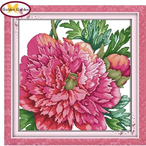 GG Peony flower style stitch design DIY needlework sets Christmas embroidery design cross stitch patterns for home decoration
