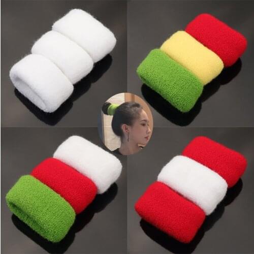 3pcs/Set White Wide Big Elastic Rubber Bands Scrunchies Knitting Hair Accessories For Girls Thick Hair Headwear Fashion