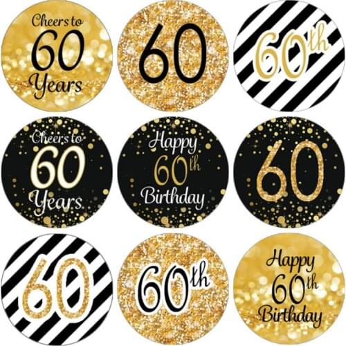 216pcs 50 60 Years Old Birthday Party 50th 60th Birthday Party Favor Stickers Cheers To Shiny Foil DIY Gift Packaging Label