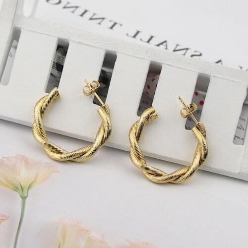 New Hot Selling Fashion Jewelry Stainless Steel Two-Twisted Wire Twist Earrings For Womens Favorite Party Love Gifts Wholesale