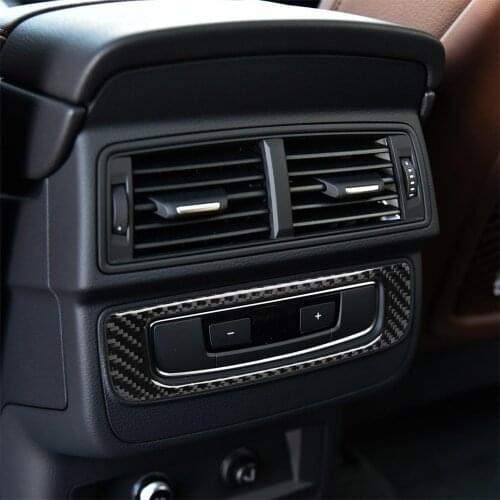 Carbon Fiber Interior Decoration Rear Air Conditioning Pannel Frame Cover Trim Stickers for AUDI Q7 SQ7 4M 2016-2019 Decals
