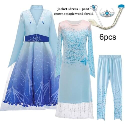 Frozen Elsa Girl Princess Dress Winter Baby Girl Clothes Kids Halloween Party Cosplay Costume Children Anna Dress 3 to 12Y