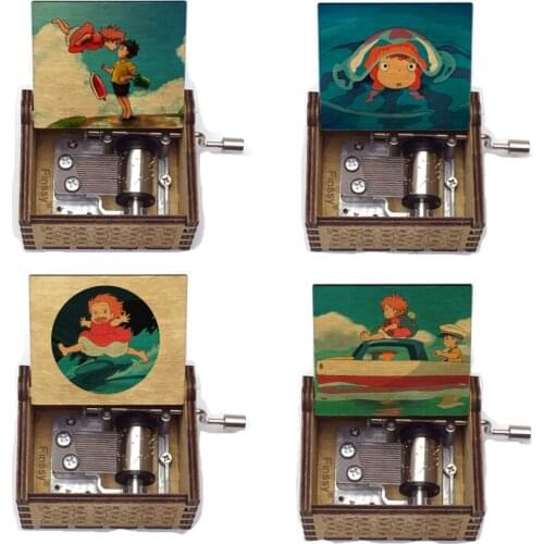 Ponyo on the cliff by the sea music Gake no Ue no Ponyo Wooden hand Music Box boys girls toy Christmas Birthday new year Gift
