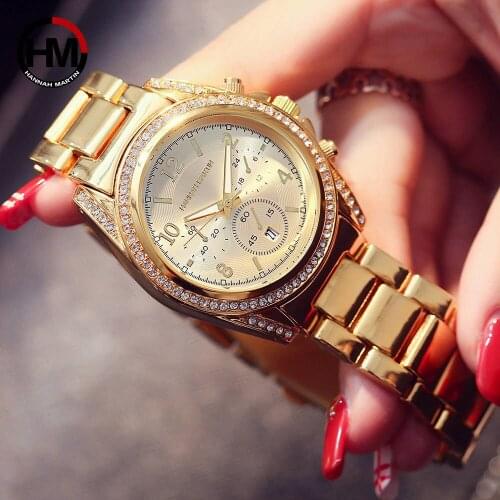 Drop Shipping Rose Gold Top Luxury Brand Women Rhinestone Watches Montre Femme Calendar Waterproof Fashion Dress Ladies watch