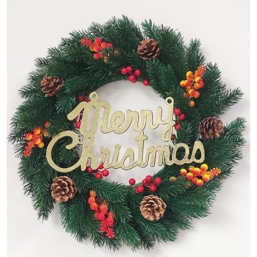 Christmas Artificial Wreath Pine Cones Berries Garland Wall Hanging Front Door Decoration For Christmas New Year