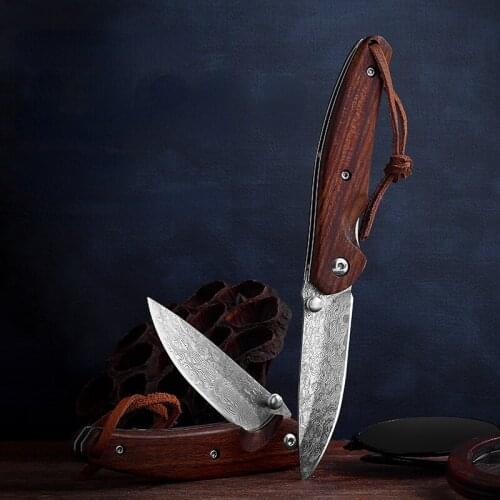 Homir Folding Knife Damascus Self-defense Outdoor Knife Mini Pocket Knife Sabre Folding Knife Camping Emergency tool knife