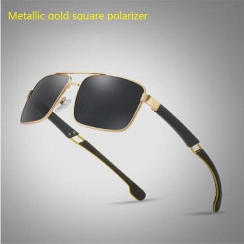KAPELUS Brand sunglasses Man polarized sunglasses Retro square sunglasses Gold metal glasses