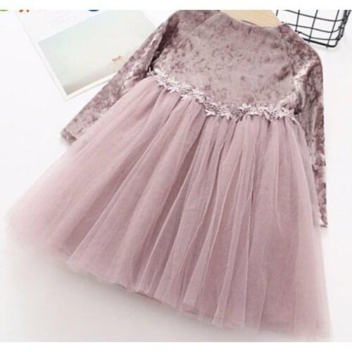 Stylish girls princess dress Suit age 3-8 years old Childrens Fashionable Velvet Princess Dress Birthday gift