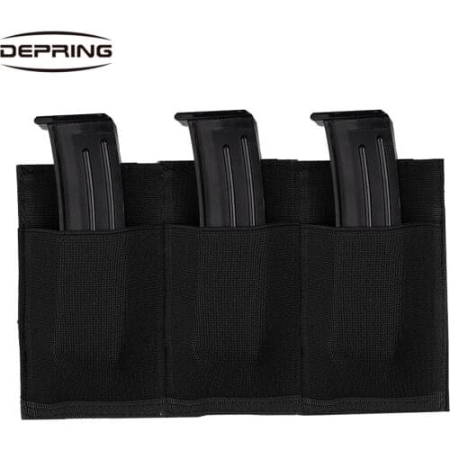 Tactical MOLLE Triple Rifle Magazine Pouch Open-Top Quick Draw Elastic Magazine Flashlight Radio Tools Holder Holster