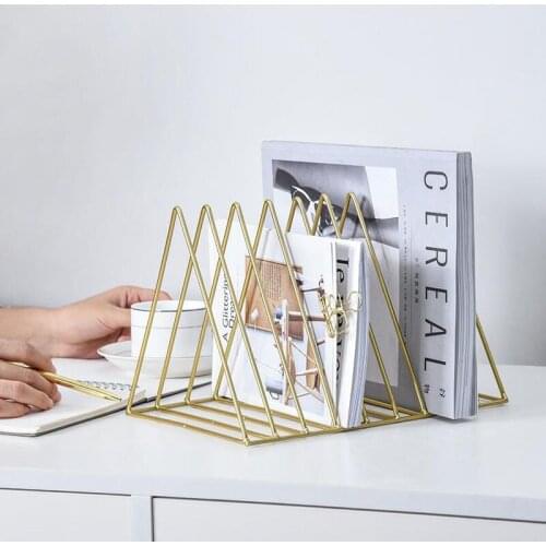 Triangle File Organizer Collection/Irregular Desktop Iron Storage Rack Bookshelf Desk Magazine file Holder for Decoration DJJ01