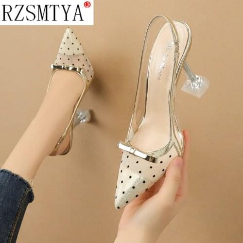 Slingback Shoes Clear Heels Women Dress Shoes Fetish High Heels Sexy Fashion Summer Shoes Woman Designer Heels 2021 Size 34-43