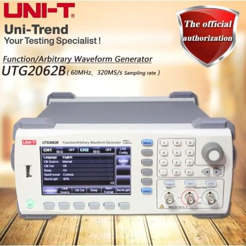 UNI-T UTG2062B 60MHz Function/Arbitrary Waveform Generator ; 2 Channels 320MS/s Sampling rate