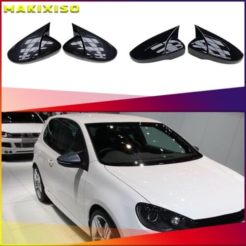 High Quality For VW Volkswagen Passat B7 Scirocco Beetle CC Eos JETTA MK6 Carbon fiber pattern Replacement Rearview Mirror Cover