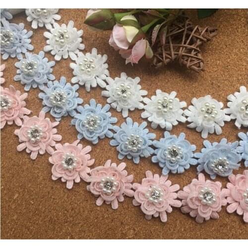 High-end wedding dress decoration lace applique water soluble 3D beaded patch flower lace trim DIY jewelry jeans accessories