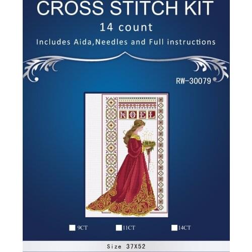 Top Quality Lovely Hot Sell Counted Cross Stitch Kit Old World Holiday Ornaments Similar DMC RW-30079 red Girl