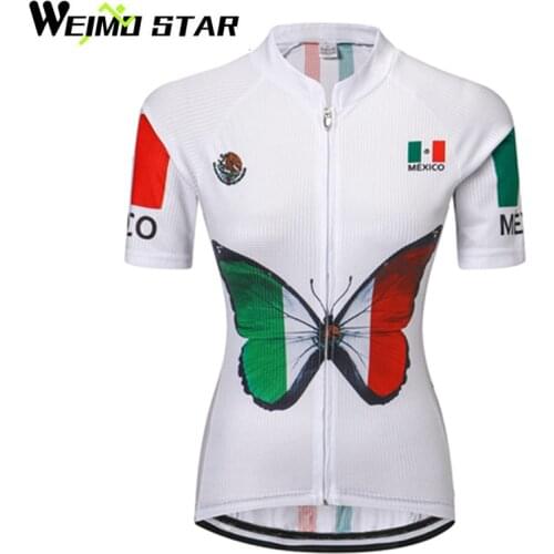 WEIMOSTAR Mexico Women Cycling Jersey Bike Short Sleeve Racing Bike Jersey Shirts Ropa Ciclismo Cycling Clothing Maillot Tops