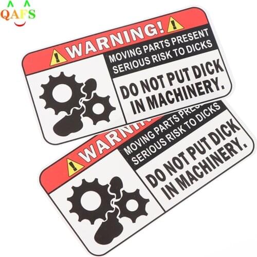 2pcs Funny Warning In Machinery Car Sticker Decal Reflecterende PVC Decal