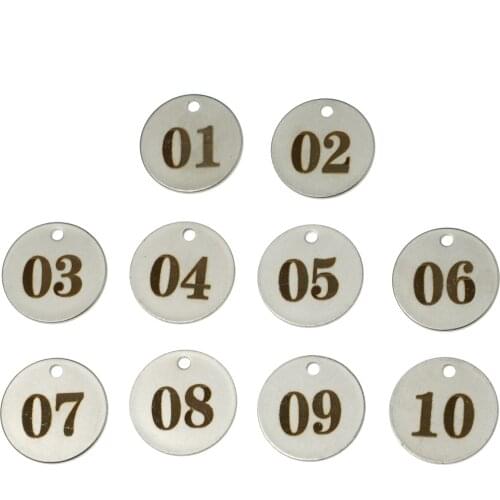 10Pcs 1-30 Number Tags Round Engraved Numbers Labels Key Tags Without Key Rings Stainless Steel Hanging Gyms Sauna Number Discs