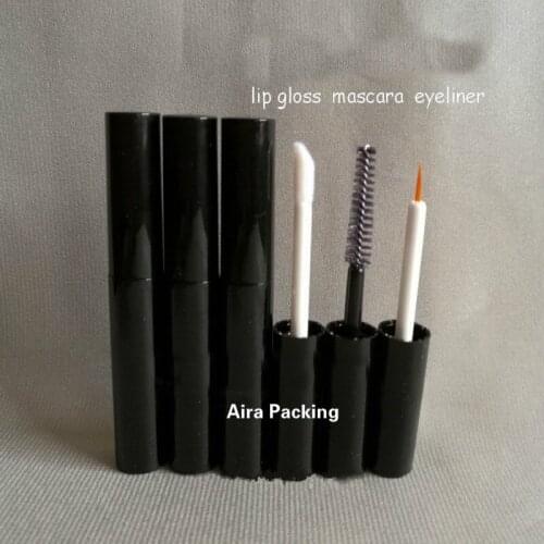 50pcs/lot 4ML Plastic Black Empty Mascara Tube DIY Classic Lip Gloss Refillable Tube High-end Eyeliner Storage Tube Makeup Tool