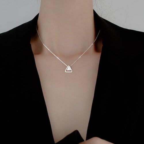 925 Sterling Silver Triangle Charm Pendant Choker Korean Statement Necklace Wedding Jewelry For Women Accessories dz480