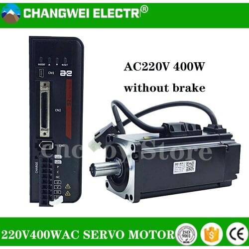 AC 220V 400W 0.4kw Servo Motor Kit 1.27NM AC Motor S2P-2R8AI+AEQL-0604JFB Brake Kit Single-turn magnetic/multi-turn magnetic
