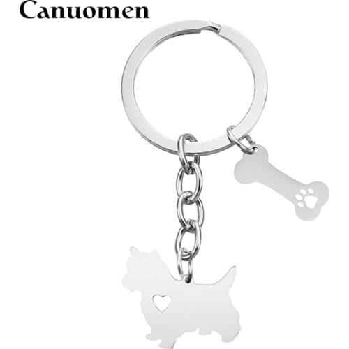 Canuomen Norwich Terrier Keychain Pet Dog Bone Hollow Claw Stainless Steel Keyrings Dog Lovers Car Key holder Fashion Jewelry