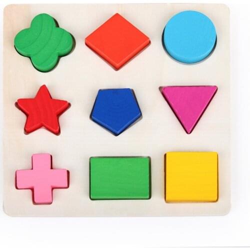Wooden Geometric Shape Puzzle Toy Early Learning Educational Toys For Children Play Games Gift Colorful Baby Kids Wooden Toys