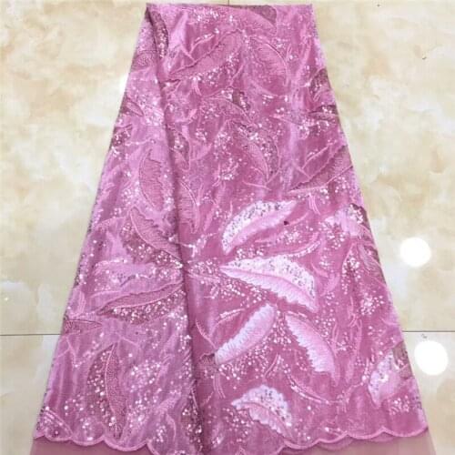 French Lace Fabric With sequins Nigerian French Fabric High Quality African Tulle Lace Fabric for wedding dress xz13-62