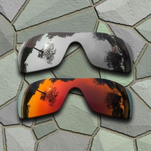 Chrome&Red Orange Sunglasses Polarized Replacement Lenses for Oakley Batwolf