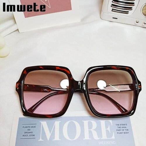Imwete 2021 Oversized Women Sunglasses Luxury Brand Ladies Mens Square Sun Glasses Black Fashion Gradient Glasses Big Frame