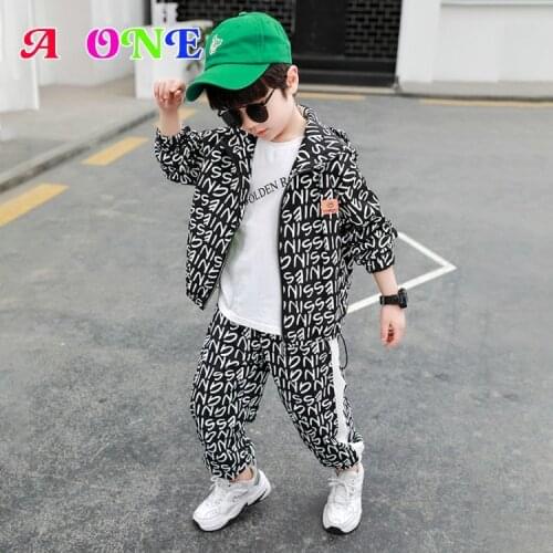 Spring Autumn boys clothes baby clothing kids set Hooded sweater + pants 2 pcs outfits fashion letter fall clothes for kids