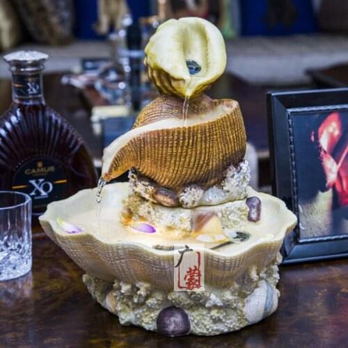 European creative conch water fountain bonsai art decoration engineering resin shell ornaments Home Furnishing desktop decoratio