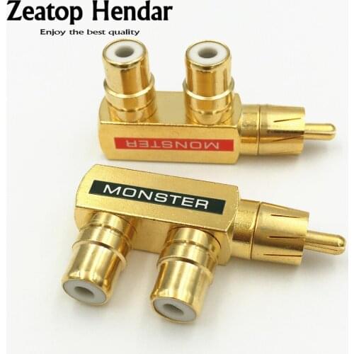 10Pcs Brass RCA Plugs Plated 1 Male to 2 Female AV Audio Video Splitter Plug RCA Adapter Connector