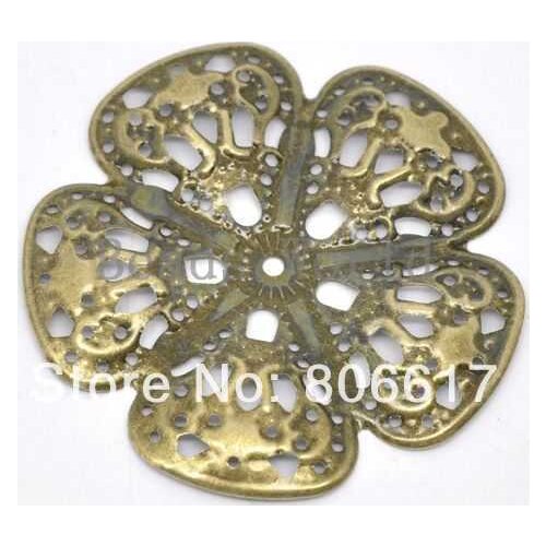 Best Quality 30 Pcs Bronze Tone Filigree Flower Wraps Connector Embellishments Jewelry Findings 48mm(W03466 X 1)