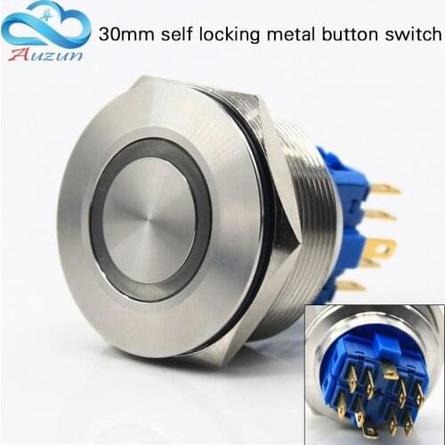 The 30-mm metal self-locking button switch 5a 2Normally open 2Normall, which is open 10 feet Stainless steel 6V12V24V36V48V220V