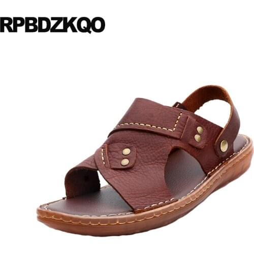 Fashion 2019 black water beach outdoor native shoes open toe brown slides waterproof slippers casual men sandals leather summer