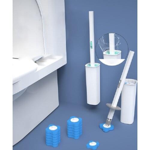 MeyJig Long Handle Disposable Toilet Brush Wall-mounted Aseptic Cleaning Brush Replaceable Brush Head Bathroom Accessories